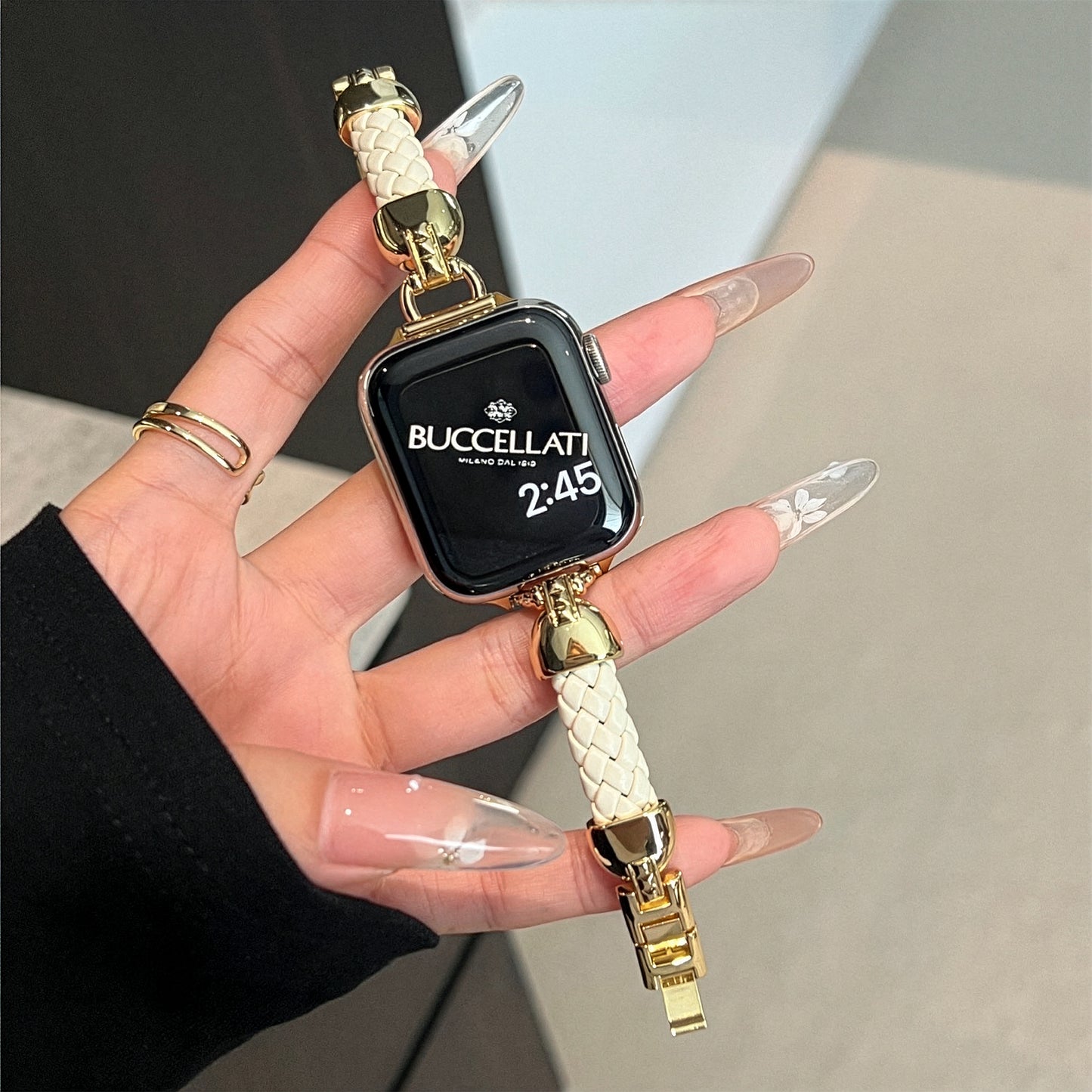 Apple Watch Braided Leather Strap with Chanel-Style Chain SW-28 party X party