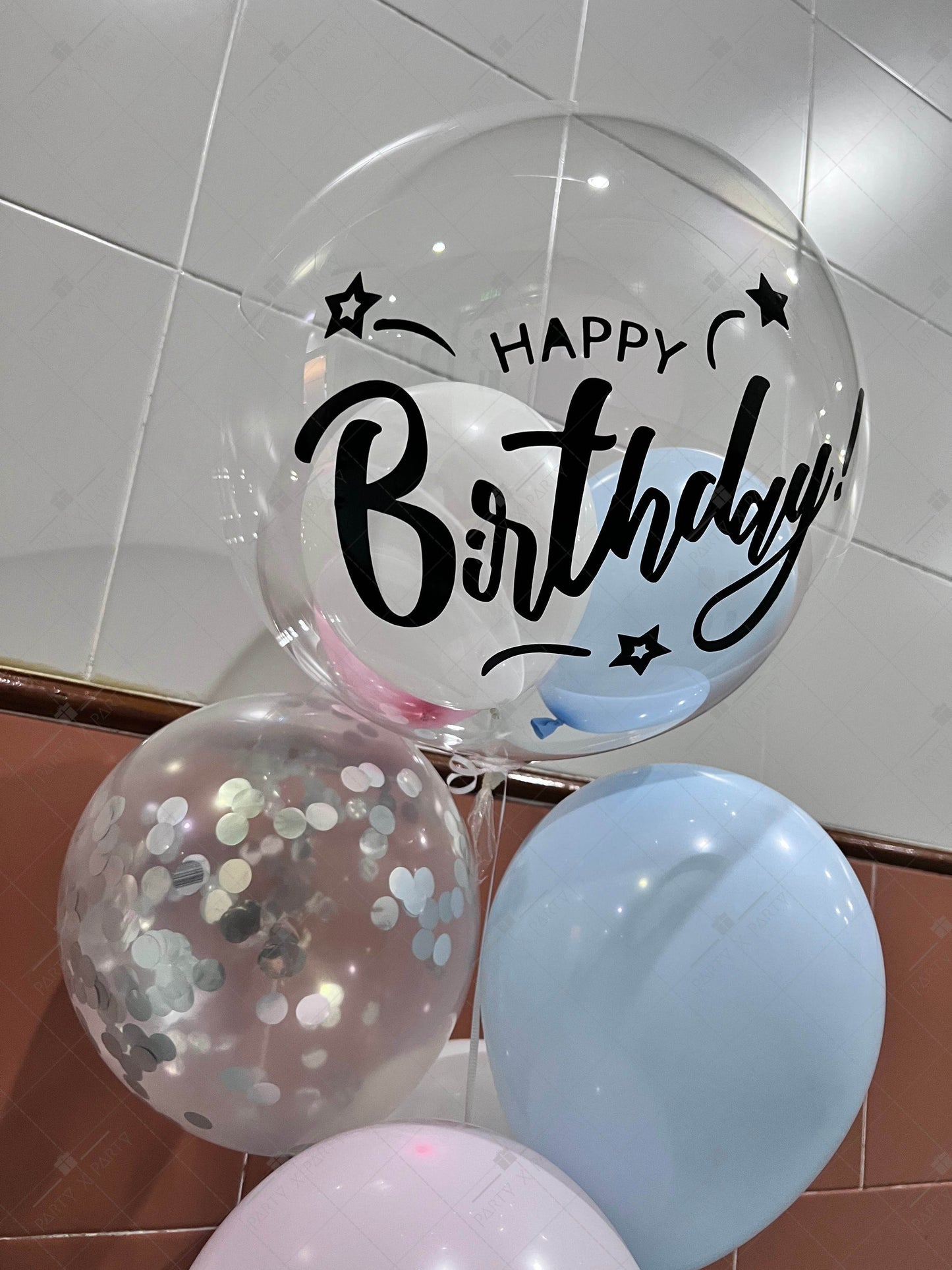 Japanese crystal balloon + rubber balloon bundle set with custom printing (three sizes) - B146 - party X party
