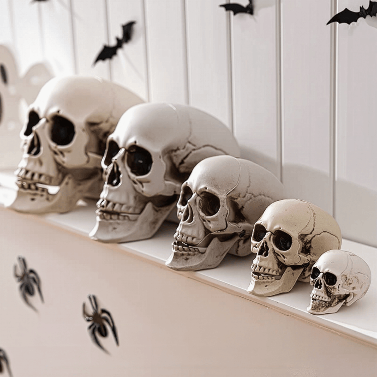 Realistic Skull Models – Halloween Props | Gothic Home Décor | 5-Piece Set - party X party