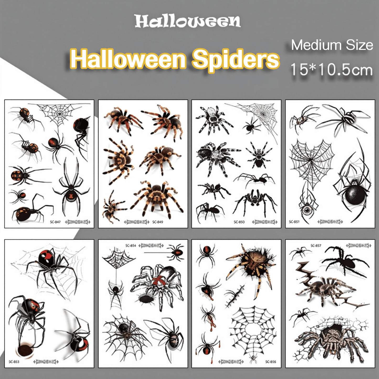 Halloween Temporary Tattoo Stickers for Kids – Waterproof & Skin-Safe | 10+ Cute & Spooky Designs - party X party