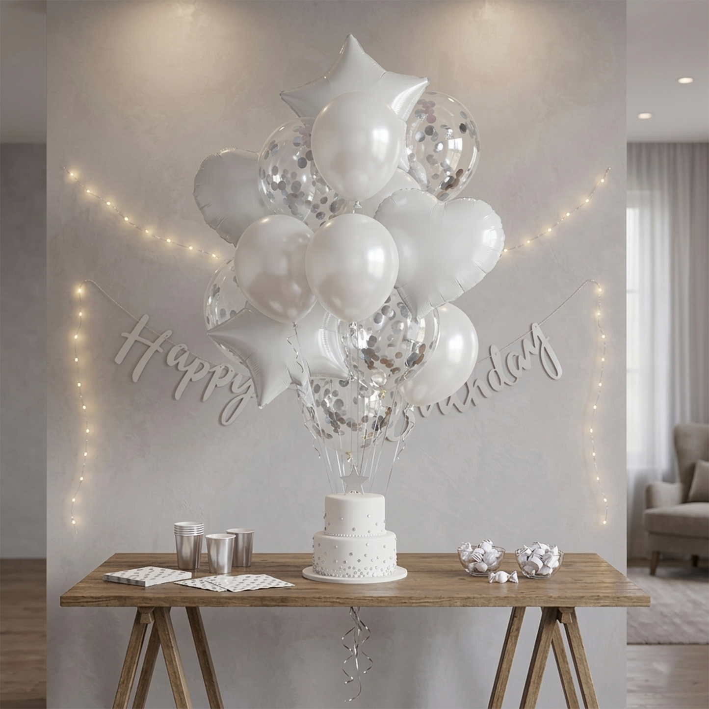 Party balloons, heart and star balloons, aluminum film balloons, sequin balloons, balloon decoration set – S076 party X party