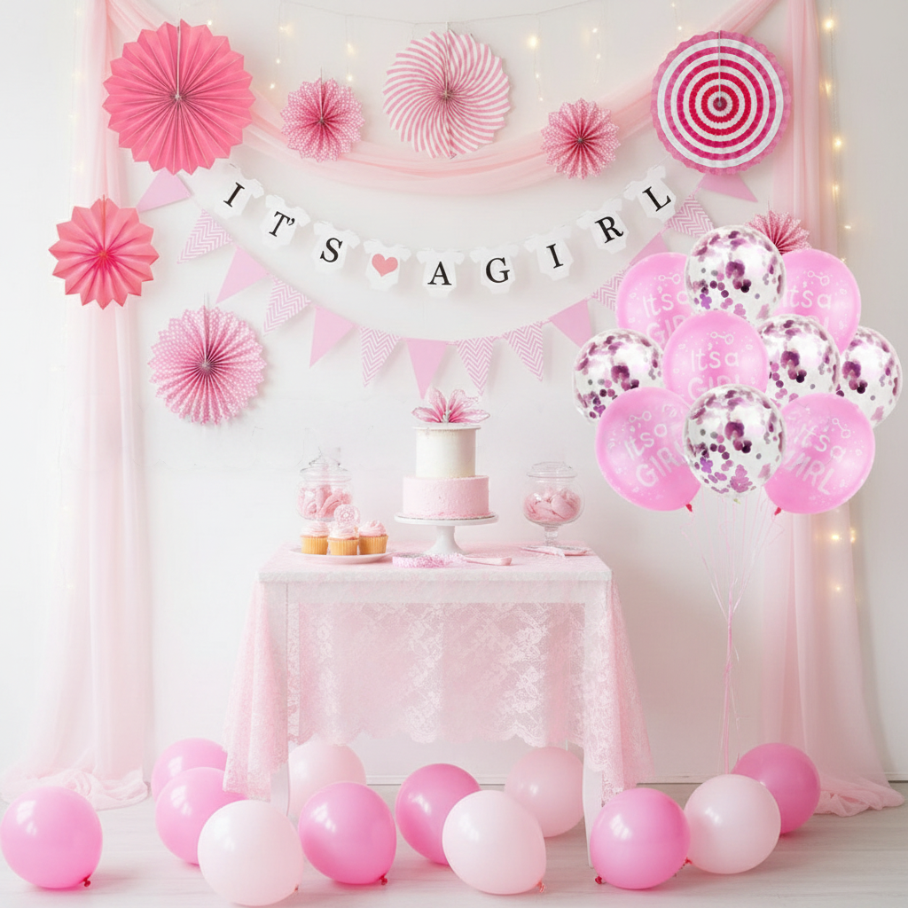It's A Girl Baby Shower Set-Simple Party -S096