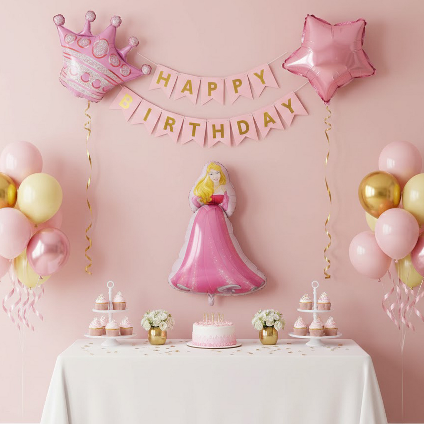 Princess Series Birthday Balloon Party Decoration- Flag Set -S126