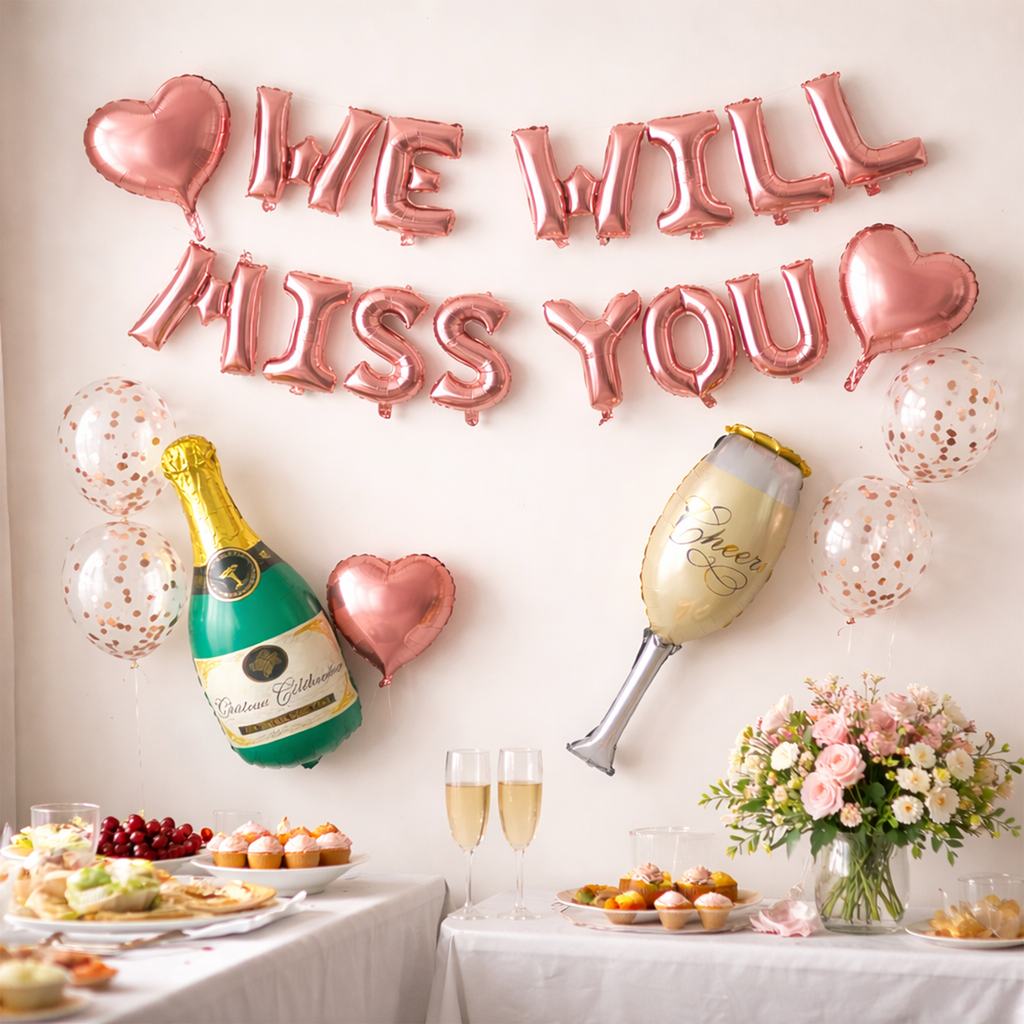 WE WILL MISS YOU Retirement Graduation Farewell Balloon Set (Rose Gold)-S142
