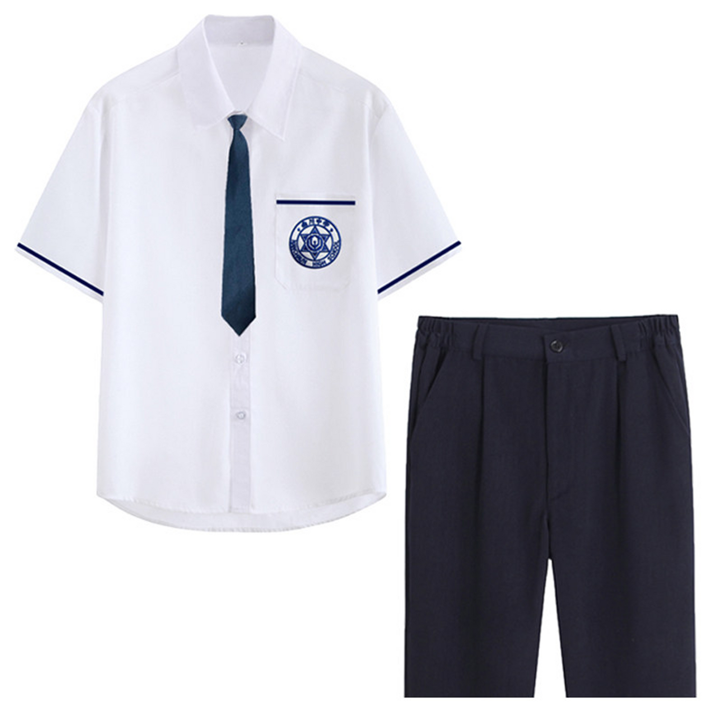 Nanchuan Middle School JK Uniform - Lin Beixing Style Short-Sleeve Shirt & Pleated Skirt Set | Academy Class Uniform C008 party X party