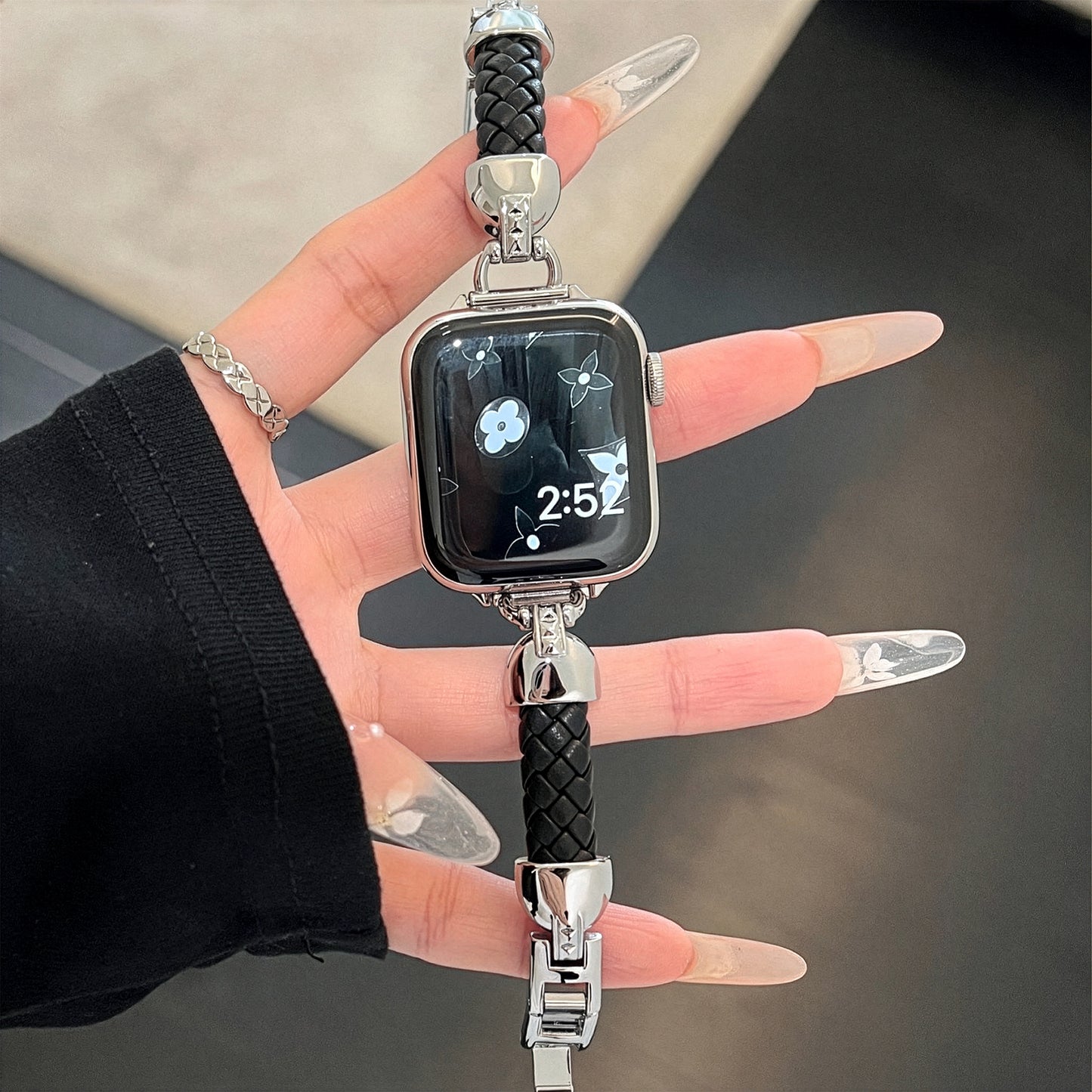Apple Watch Braided Leather Strap with Chanel-Style Chain SW-28 party X party