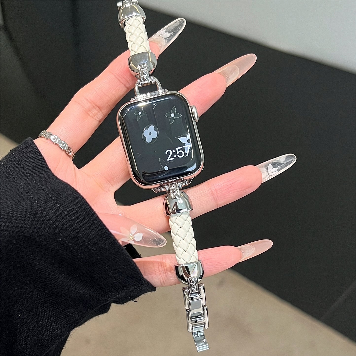 Apple Watch Braided Leather Strap with Chanel-Style Chain SW-28 party X party