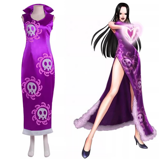 One Piece – Boa Hancock Cosplay Costume Anime Expo Performance Outfit Purple Cheongsam 0007 party X party