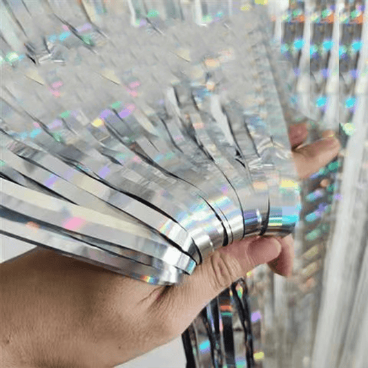 Silver Fringe Curtain Party Decoration – B151-S | Sparkling Backdrop for Events & Celebrations - party X party
