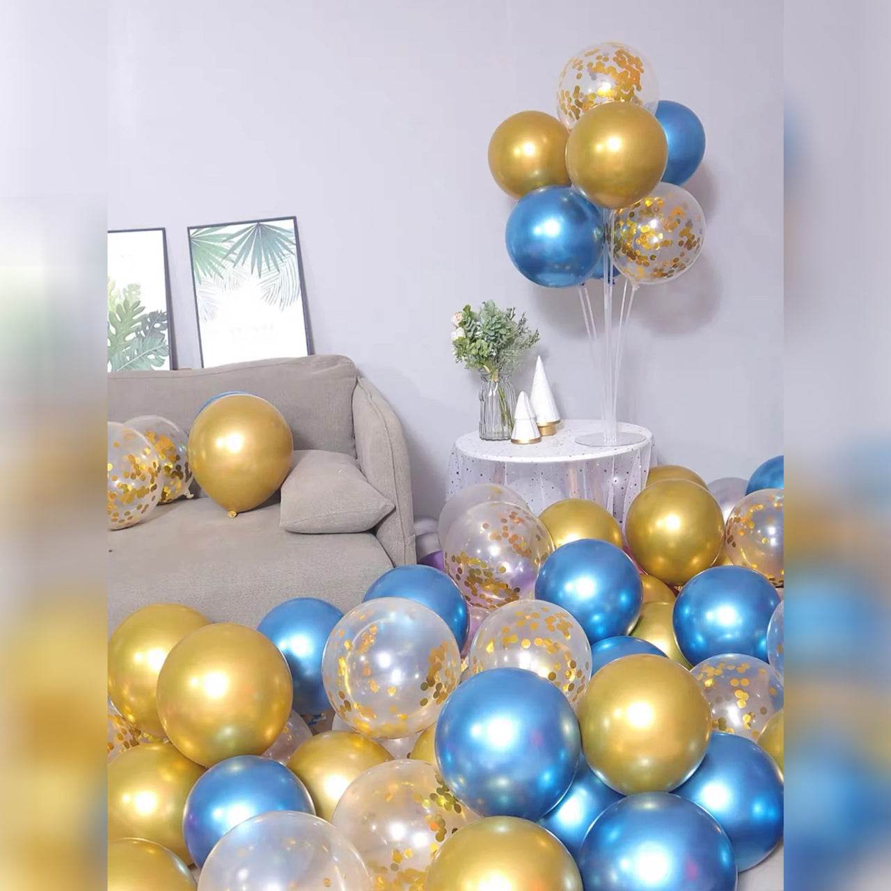 Metallic balloons Birthday balloon decorations Metallic gold and blue combination Balloon combination – B005B015 - party X party