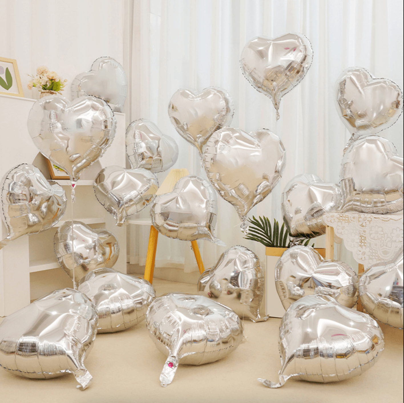 32-Inch Silver Aluminum Heart Balloon | Party & Event Decoration – B152-S - party X party