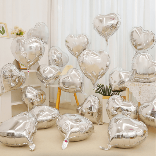 32-Inch Silver Aluminum Heart Balloon | Party & Event Decoration – B152-S - party X party