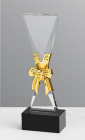 Crystal Trophy Metal Bow Tie Transparent Crystal Trophy-TR150
