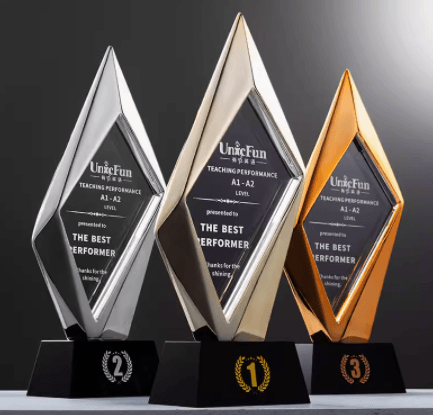 Crystal Trophy Creative Trophy Customizable Color Three Metal Colors Available – TR-665 - party X party