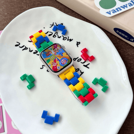 Colored building block pc resin watch strap suitable for Apple watch iwatch98 generation 7654UltraSE – SW-09 - party X party