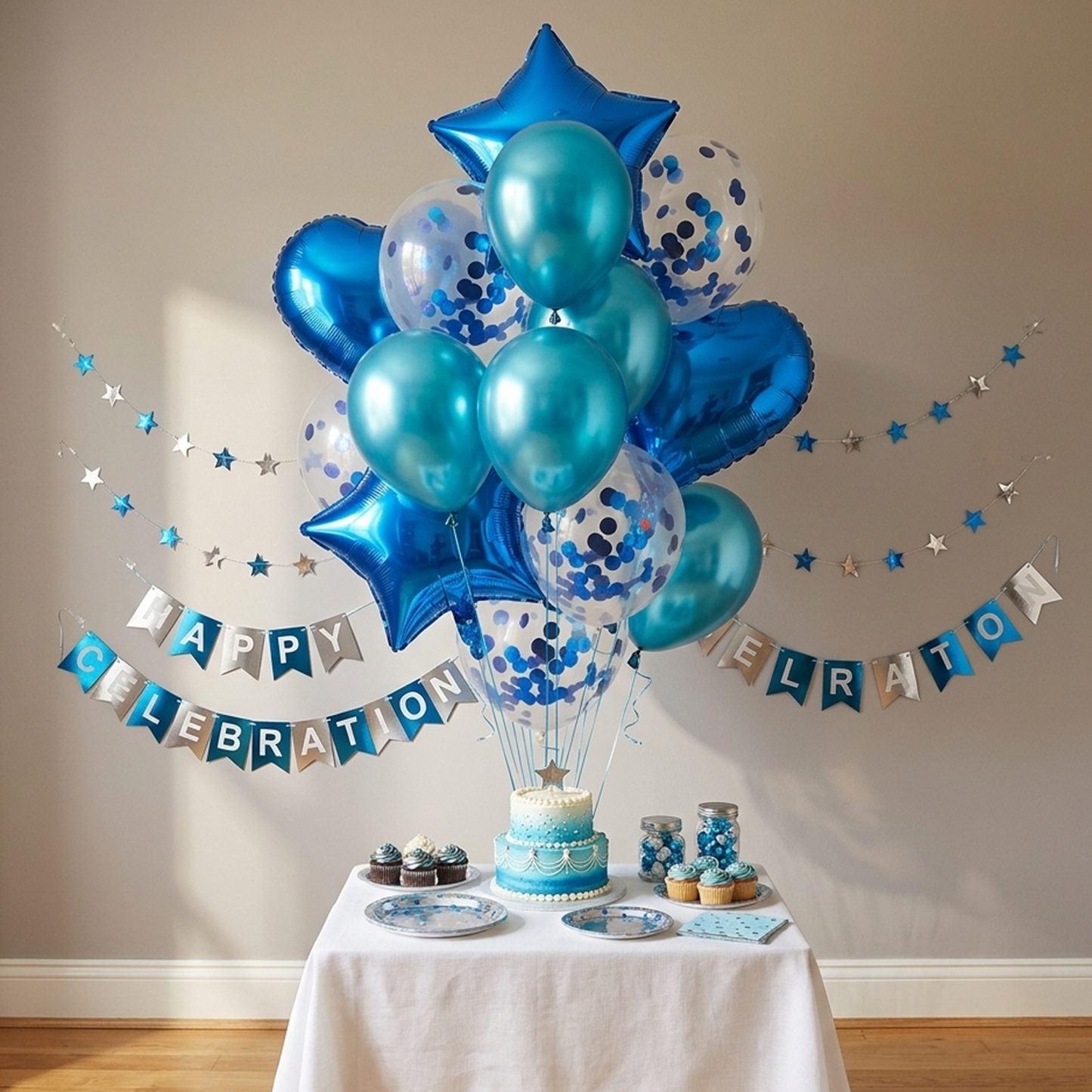 Party Balloon Star Heart Balloon Decoration Set (Metallic Blue) – S026 party X party