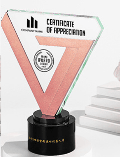 Crystal trophy, triangular trophy, fixed size, customizable color, engraving – TR-475 - party X party