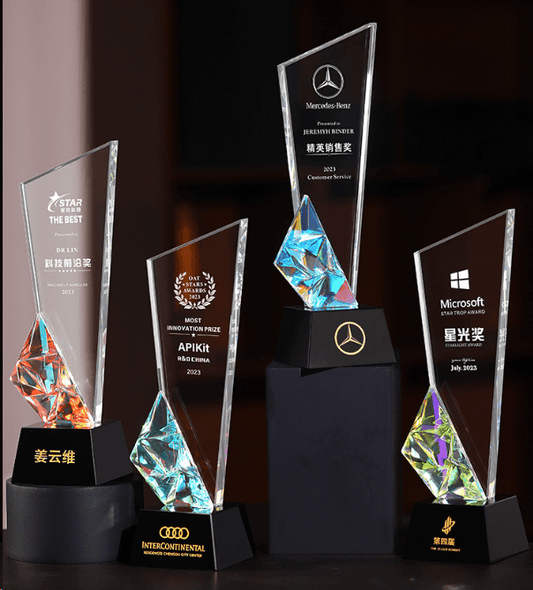 Crystal trophy Colored crystal trophy Four colors available Memorial trophy – TR-310 - party X party