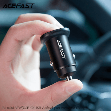 ACEFAST B1 Mini 38W Car Charger – USB-C & USB-A Fast Charging – Black – LP-225