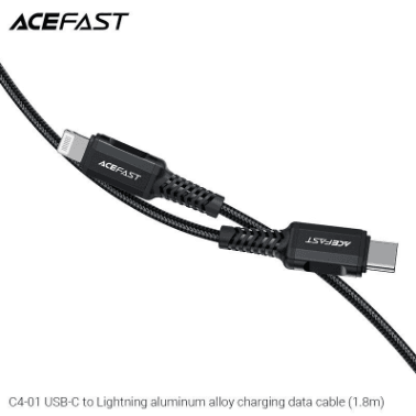 ACEFAST - C4-01 USB-C to Lightning 1.8M Aluminum Charging Cable-Black LP-231 - party X party