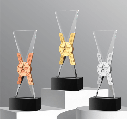 Crystal Trophy Metal Bow Tie Transparent Crystal Trophy-TR150 - party X party