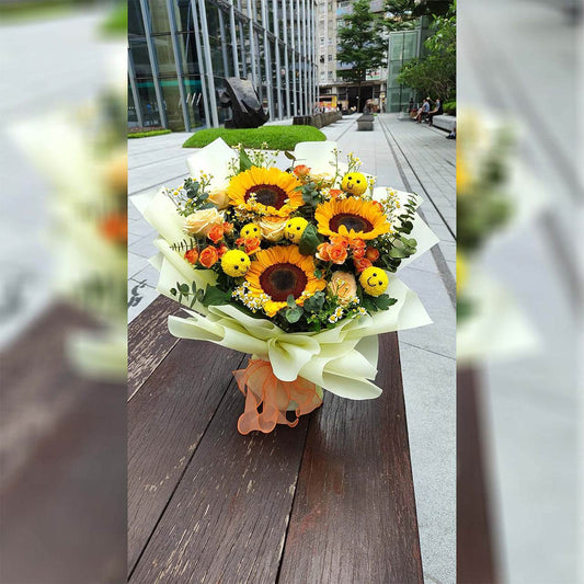 Sunflower bouquet Champagne rose bouquet Ping-pong chrysanthemum doll bouquet Anniversary Valentine's Day confession proposal – F-295 - party X party