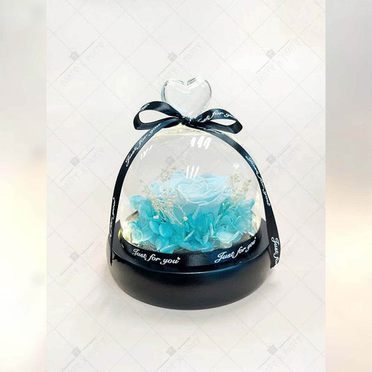 Heart-Shaped Glass Gift Box with Preserved Flower Arrangement – F06 - party X party