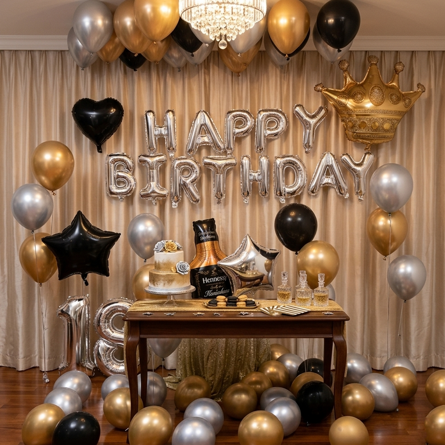 Metallic Balloon Decoration Set – Gold, Silver & Black--S002 party X party