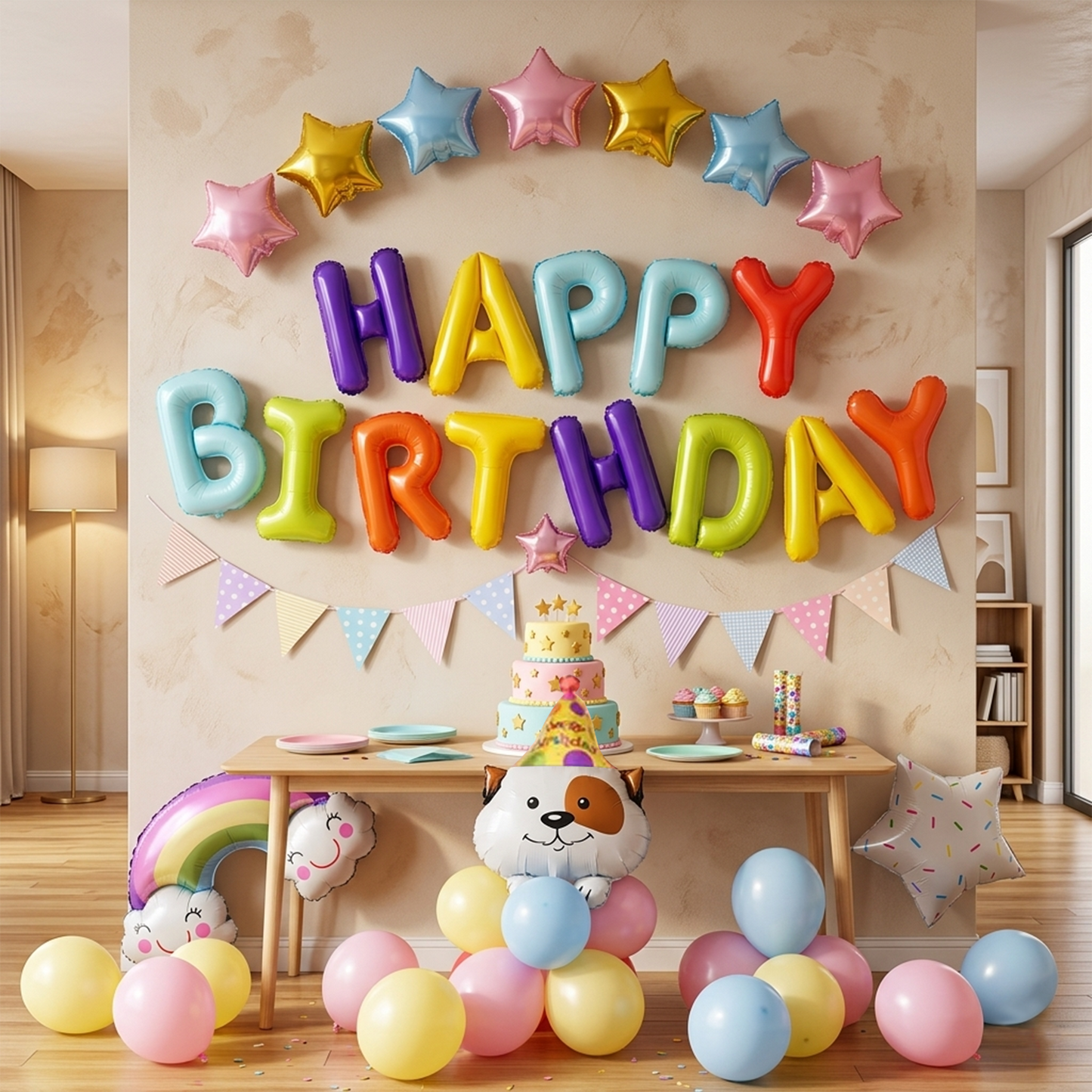 Birthday Balloon Party Celebration - Puppy Birthday Balloon Decoration Set (Macaron Series) - S085 party X party