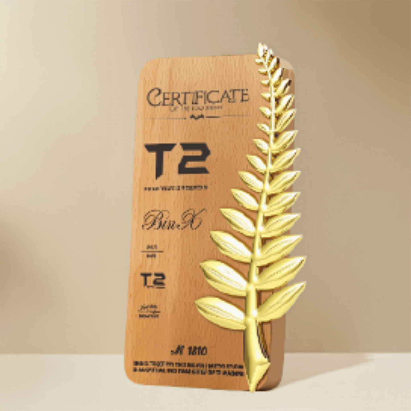 Wooden trophy Metal leaf trophy Engravable – TR-865 - party X party
