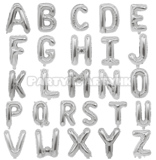 16″ Silver Letter Balloons – B009 - party X party