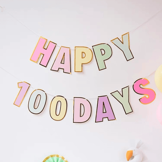 HAPPY 100DAYS(Macaron) Fishtail Flag 100days Party – B041 - party X party