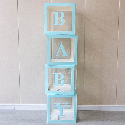Transparent Balloon Box Set – Light Blue – BABY/LOVE Letter Options – Two Styles - party X party