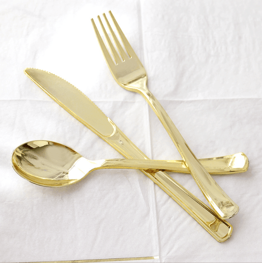 Gold Disposable Party Tableware – Perfect for BBQ & Grill Events--A003 - party X party