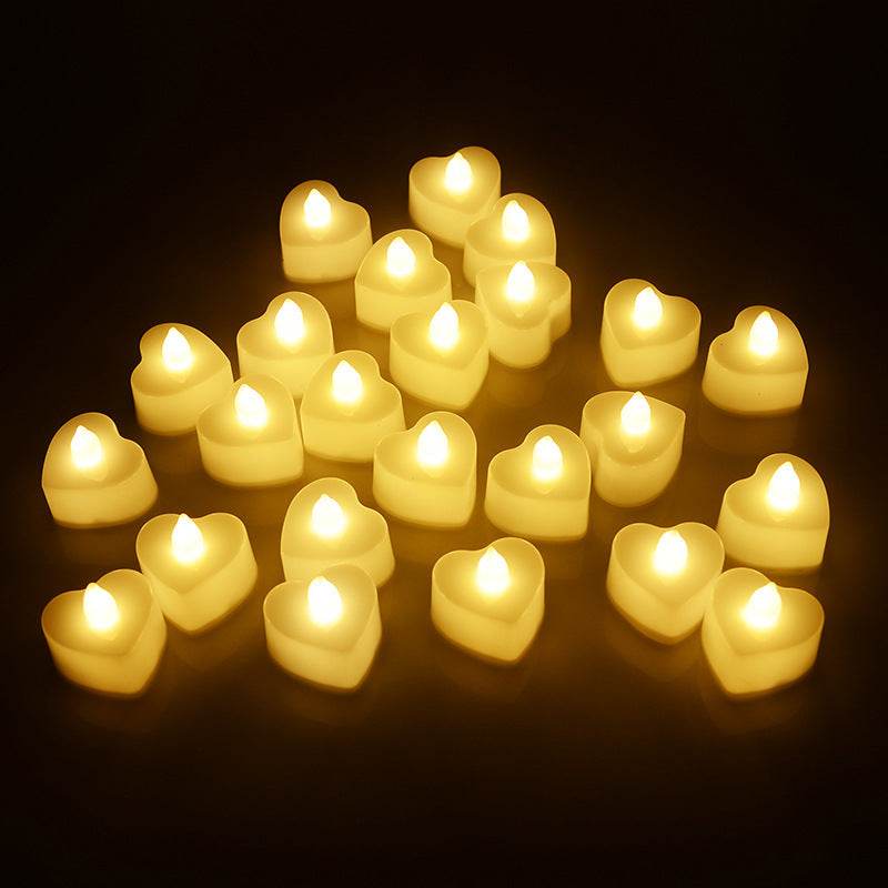 Warm Heart-Shaped LED Candle Lights (Box of 24) – B109 - party X party