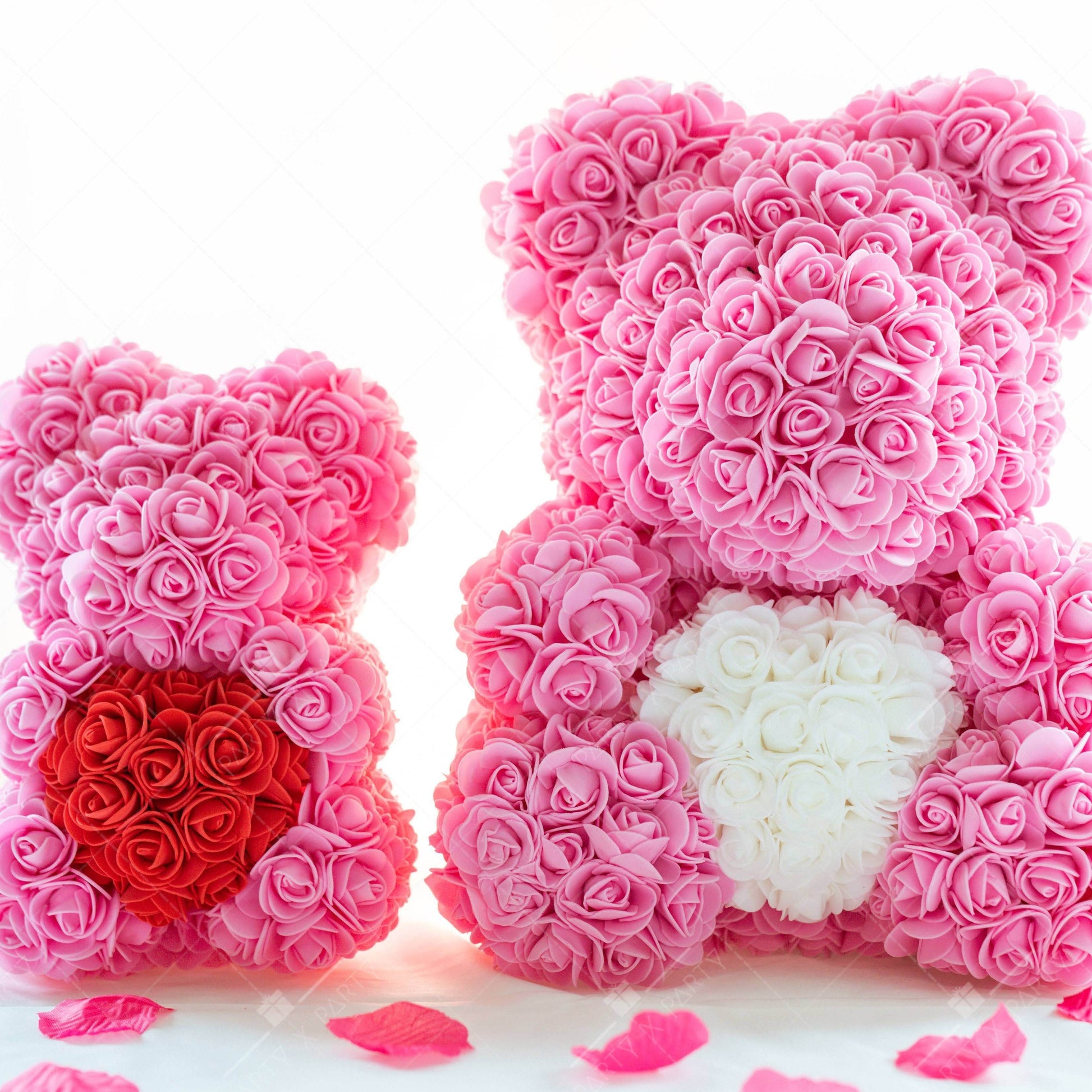 40CM Standing Rose Bear + Free Engraved Wooden Card - party X party