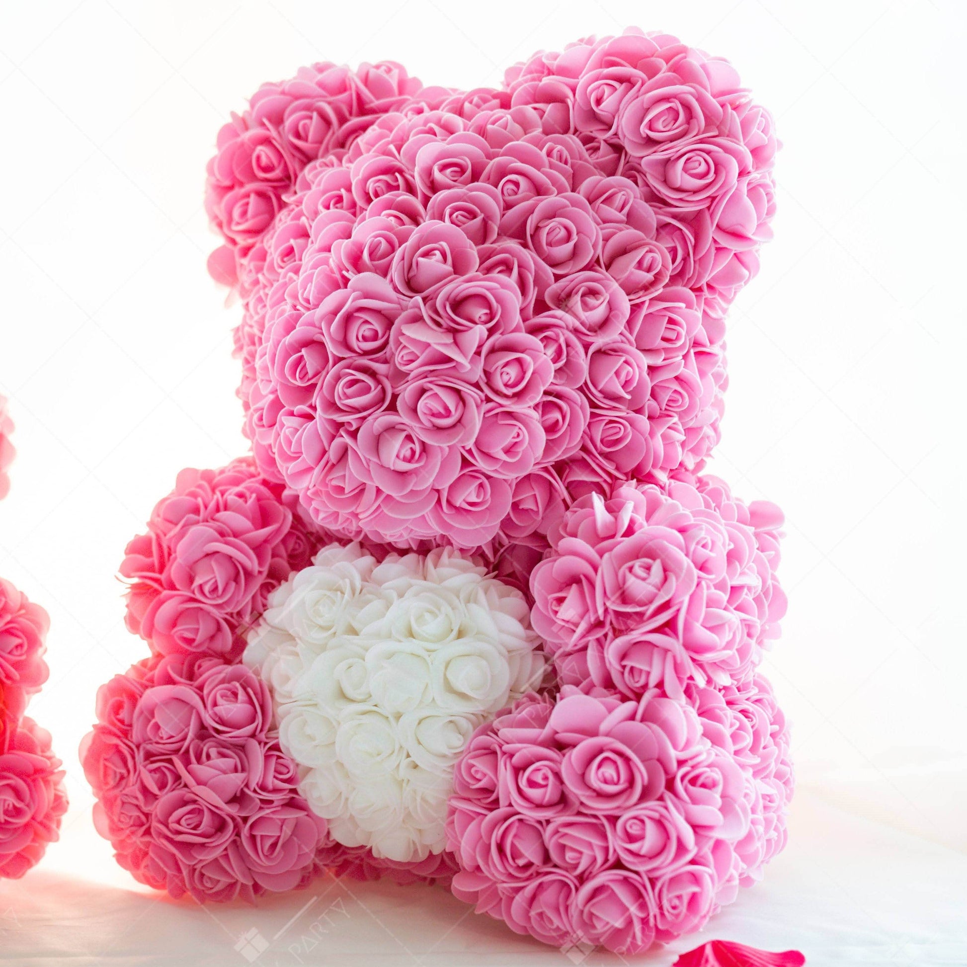 40CM Standing Rose Bear + Free Engraved Wooden Card - party X party