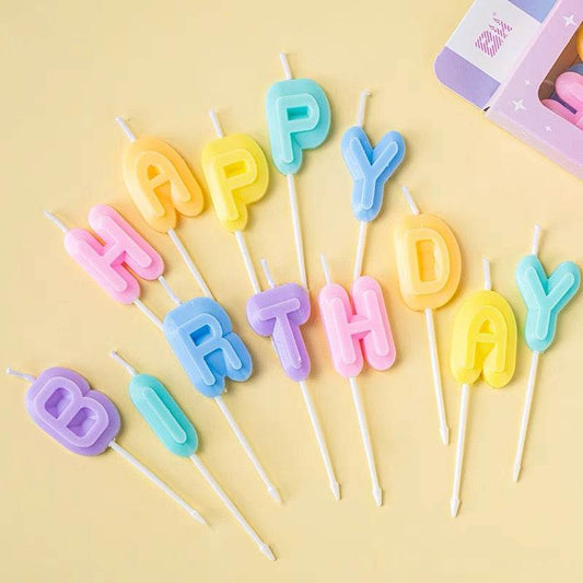 Macaron Color HAPPY BIRTHDAY Letter Candles – Colorful Cake Decoration--A009 - party X party
