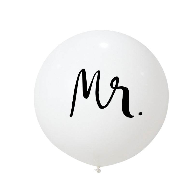 36″ White “MR & MRS” Round Latex Balloon– B102 - party X party