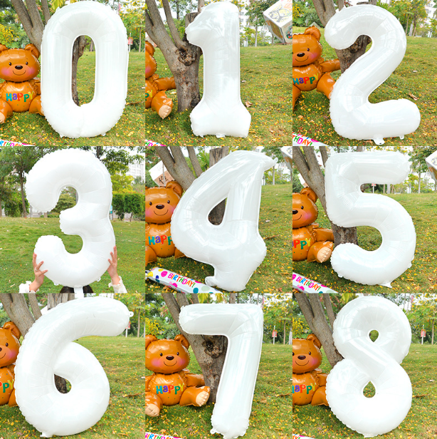 32″ White Number Balloons– B008-WH