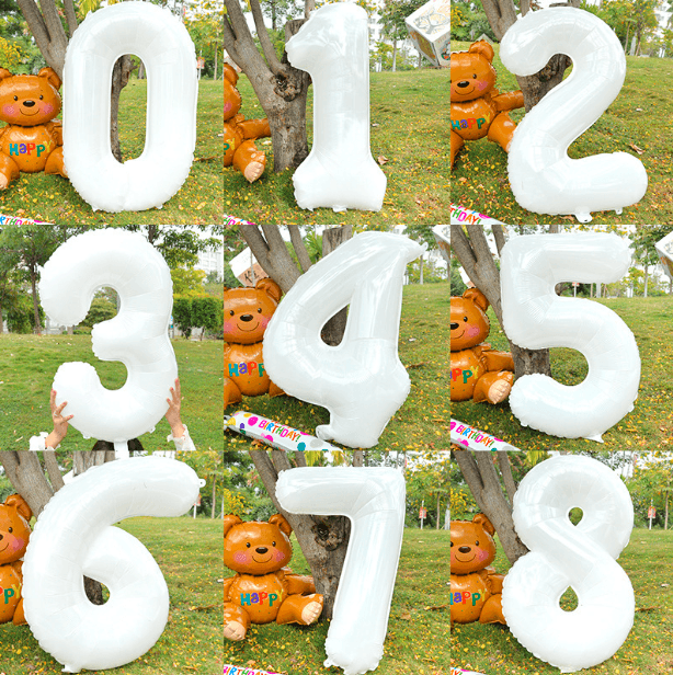 32″ White Number Balloons– B008-WH - party X party