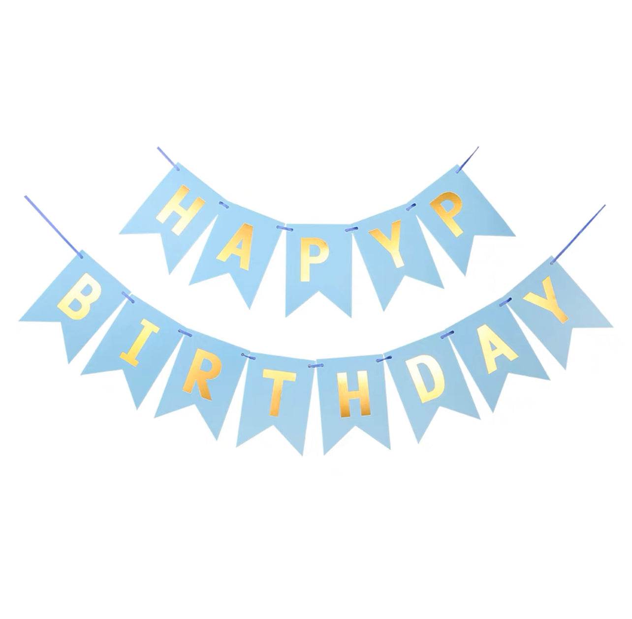 Happy Birthday light blue fishtail flag M size – B039-BB - party X party