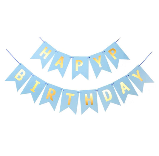 Happy Birthday light blue fishtail flag M size – B039-BB - party X party