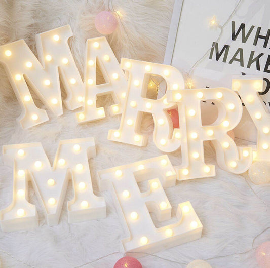 MARRY ME letter lights for couples to propose, anniversary decorations - party X party