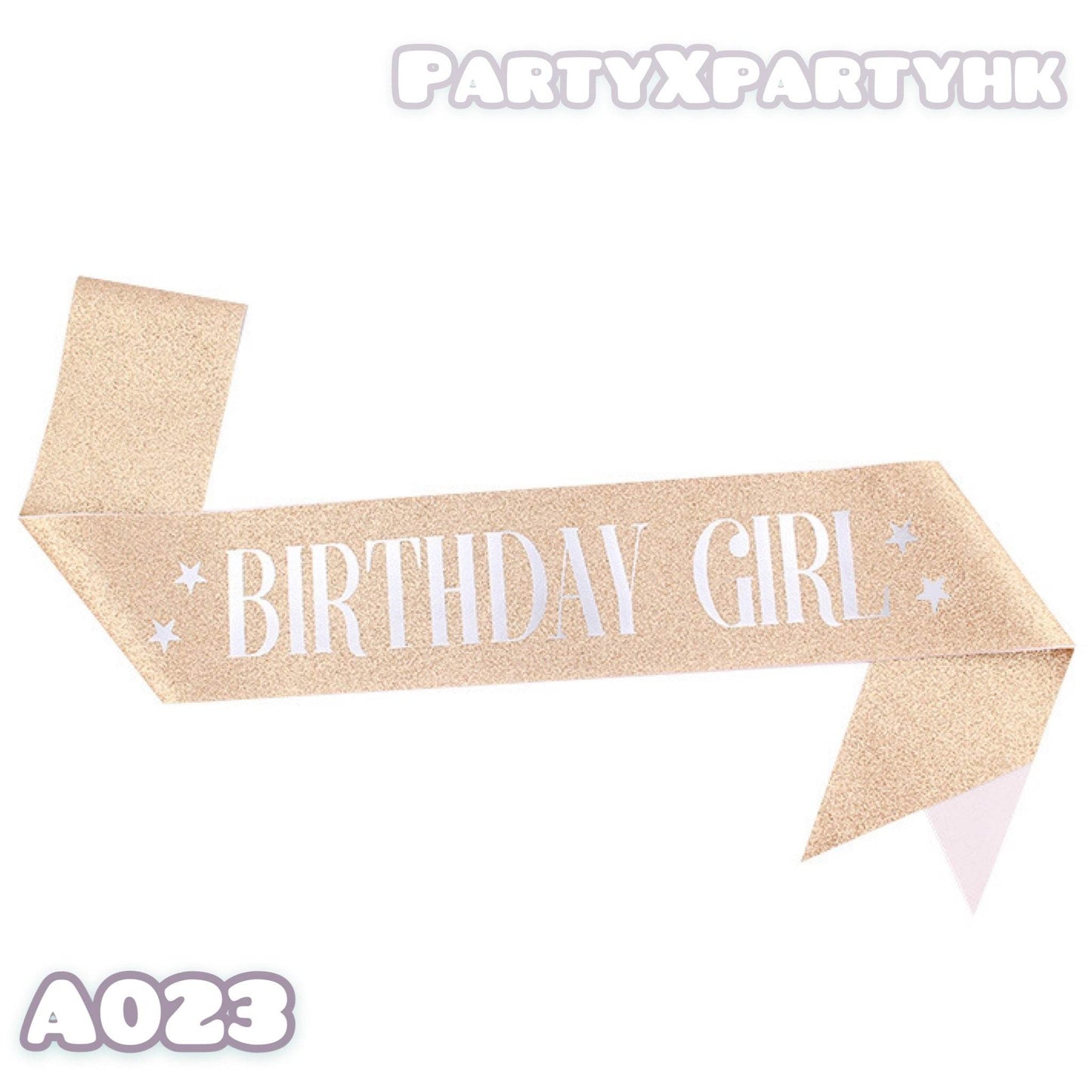 BIRTHDAY GIRL Star Shoulder Sash – Gold or Silver Options – A023 - party X party