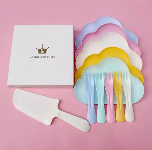Macaron Color Disposable Mini Tableware Set for 5 – BBQ & Grill Party Ready - party X party
