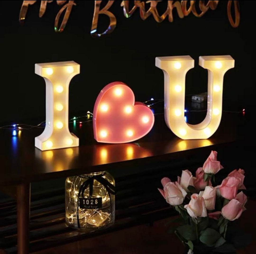 I U Light Pink Heart Anniversary Birthday Proposal Decoration--LED-IUP - party X party