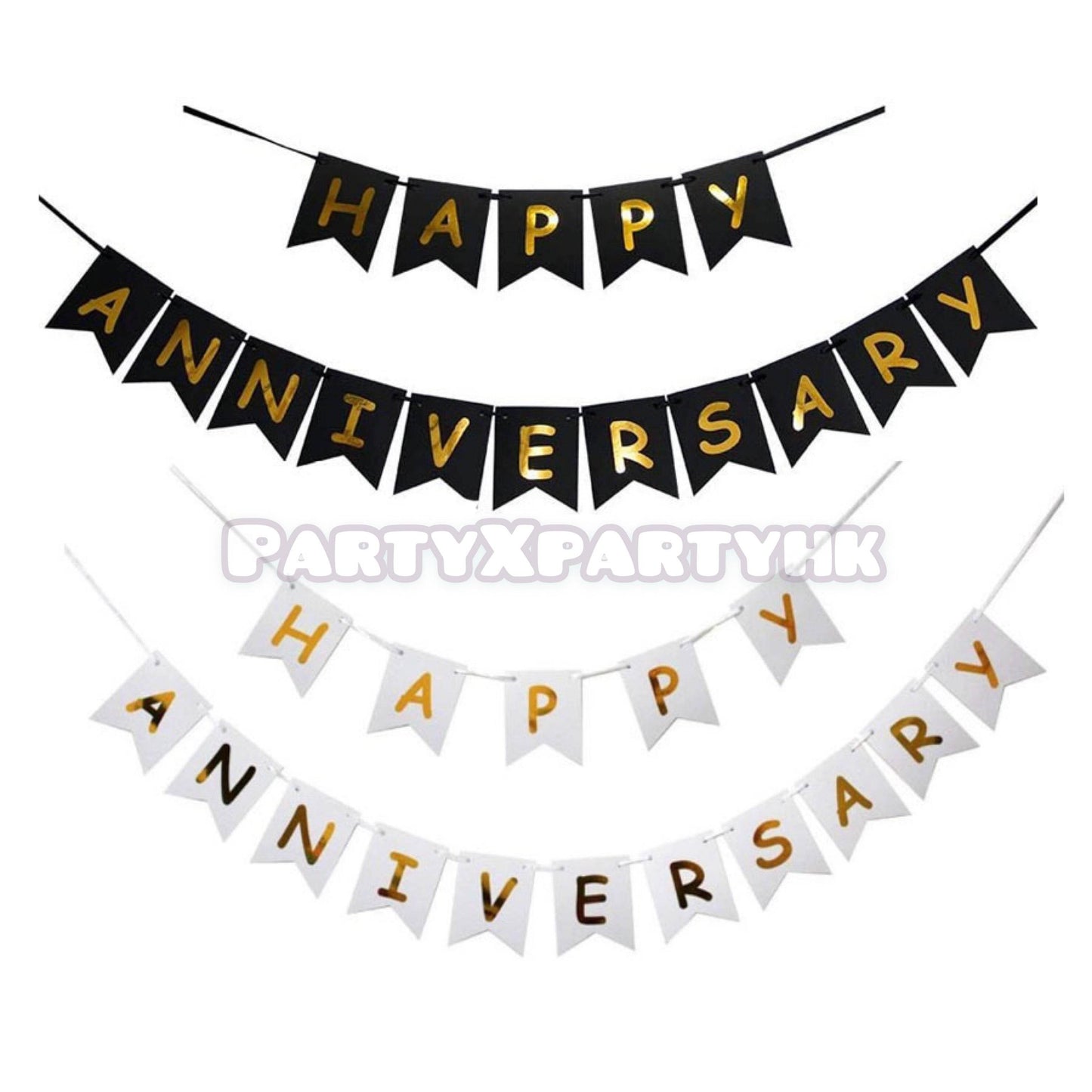 HAPPY ANNIVERSARY Fishtail Flag Anniversary Decoration – B064 - party X party