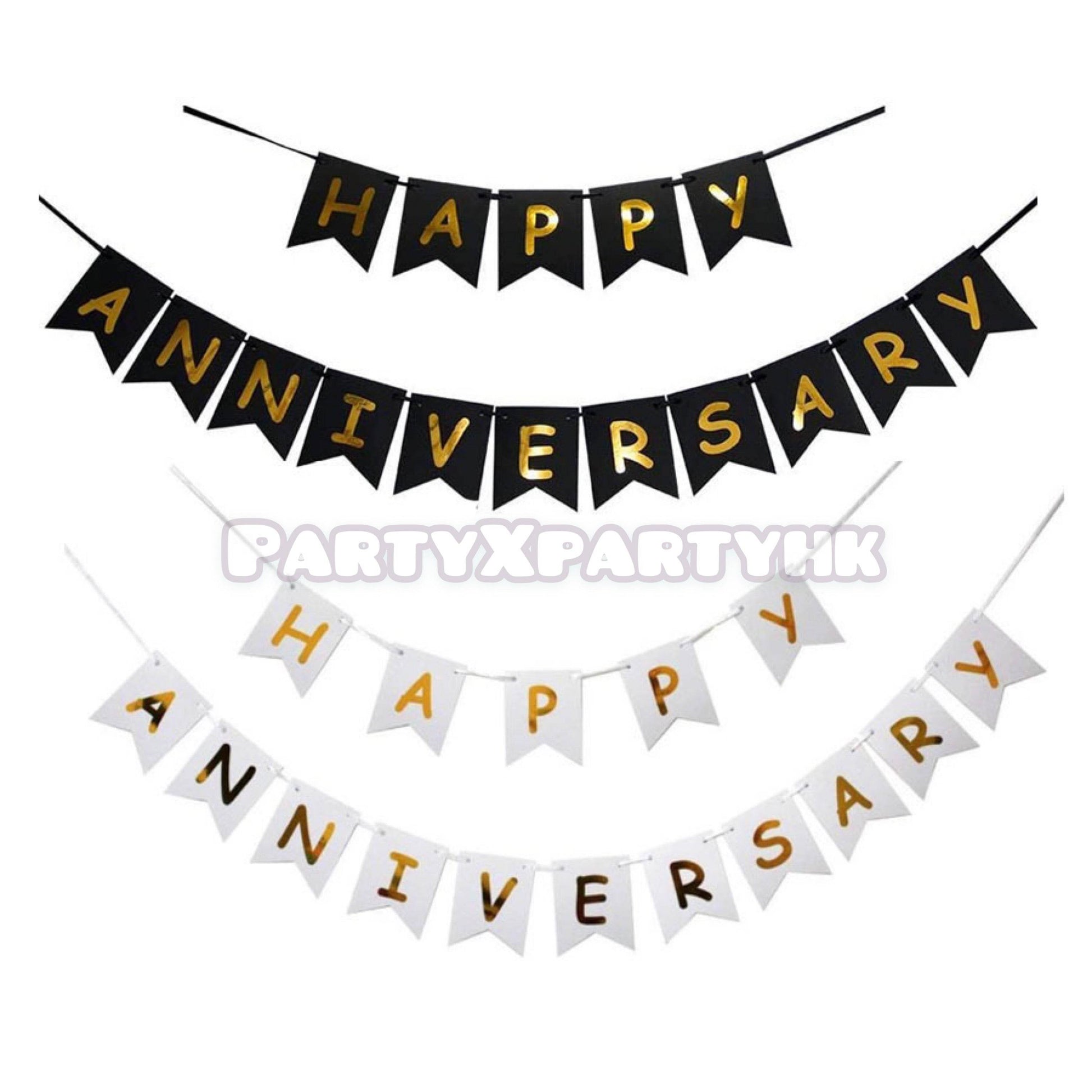 HAPPY ANNIVERSARY Fishtail Flag Anniversary Decoration – B064 - party X party