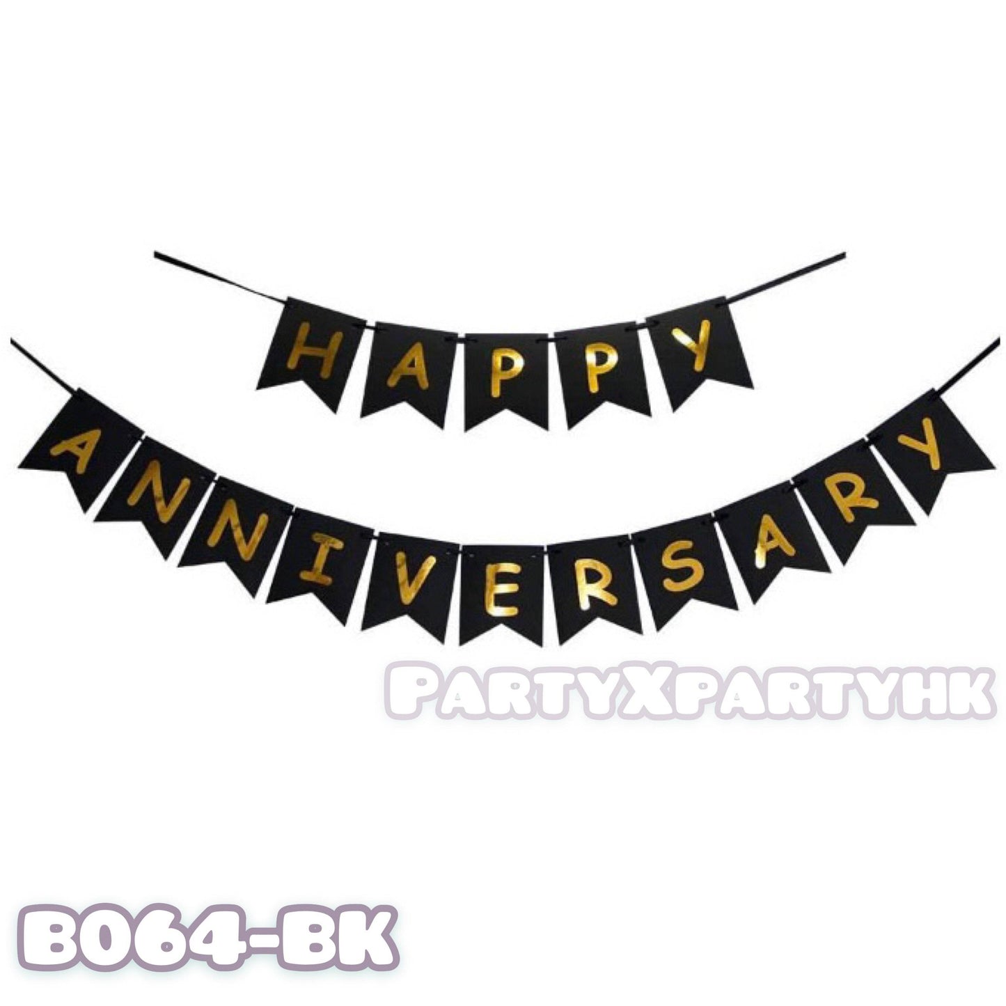HAPPY ANNIVERSARY Fishtail Flag Anniversary Decoration – B064 - party X party